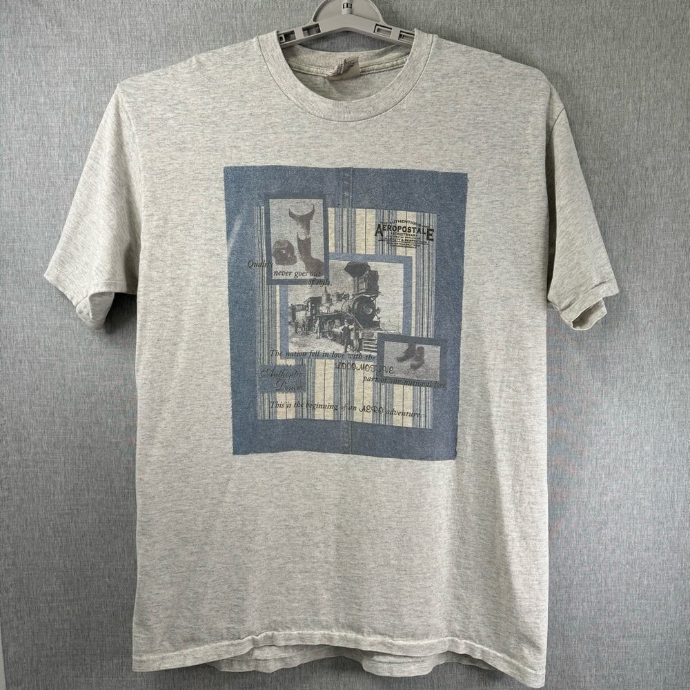 Mens Medium Aeropostale Vintage 90s Short Sleeve Graphic T-Shirt Single Stitch